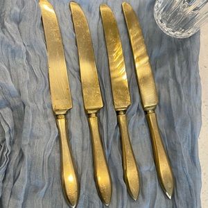 4 Dirilyte Dirigold Regal Goldware Dirilyte Discontinued Solid Dinner Knives